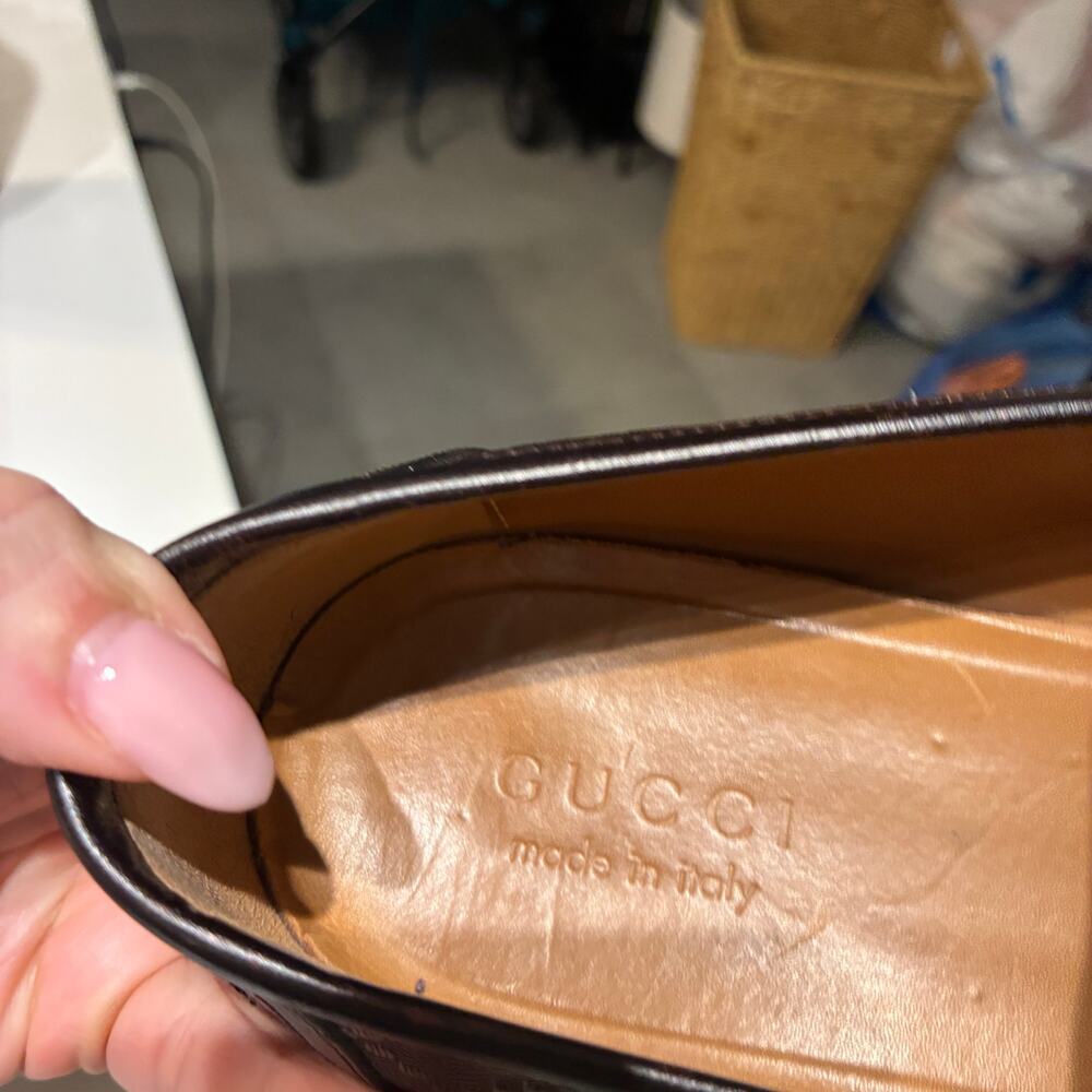 Gucci Brown Leather Hilary Lux Diamante Sz 11 - Picture 6 of 11